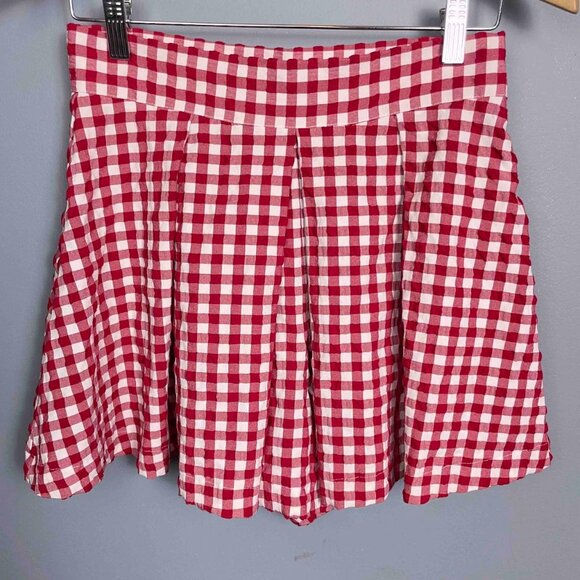 Zara Pants - ZARA Flowy Red and White Pleated Gingham Shorts Womens Size M